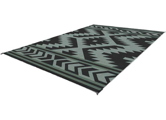 KUMA Outdoor Gear Reversible Outdoor Mat – 12’ x 9’, Santa Fe Boho, Black/ Sage