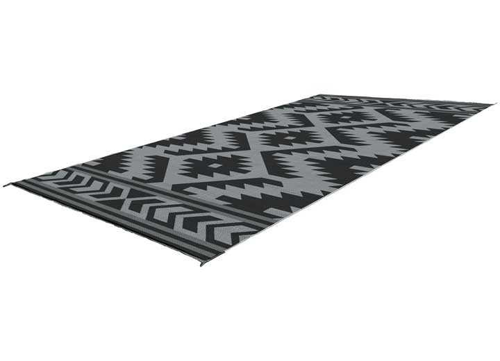 KUMA Outdoor Gear Reversible Outdoor Mat – 18’ x 9’, Santa Fe Boho, Black/Grey