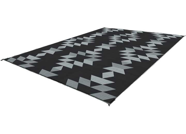 KUMA Outdoor Gear Reversible Outdoor Mat – 9’ x 9’, Monterrey Boho, Black/Grey