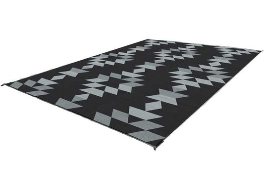 KUMA Outdoor Gear Reversible Outdoor Mat – 9’ x 9’, Monterrey Boho, Black/Grey