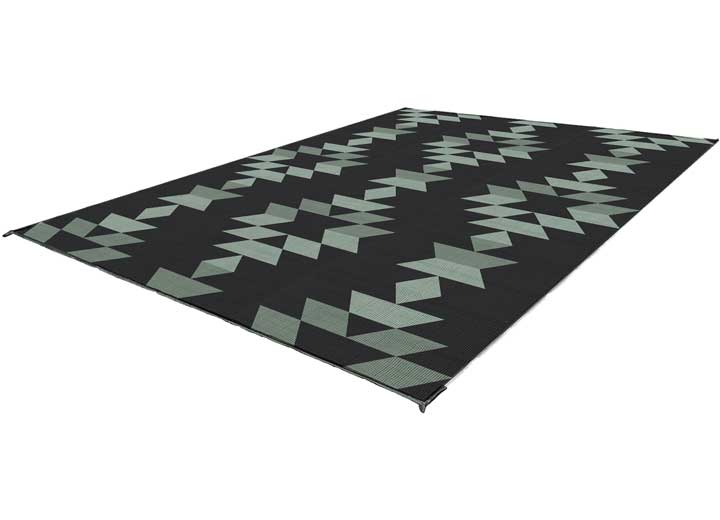 KUMA Outdoor Gear Reversible Outdoor Mat – 9’ x 9’, Monterrey Boho, Black/Sage