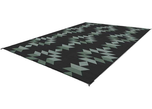 KUMA Outdoor Gear Reversible Outdoor Mat – 12’ x 9’, Monterrey Boho, Black/Sage