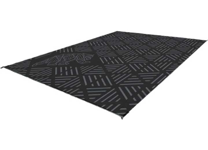 KUMA Outdoor Gear Reversible Outdoor Mat – 9’ x 9’, Striped Peaks, Black/Grey