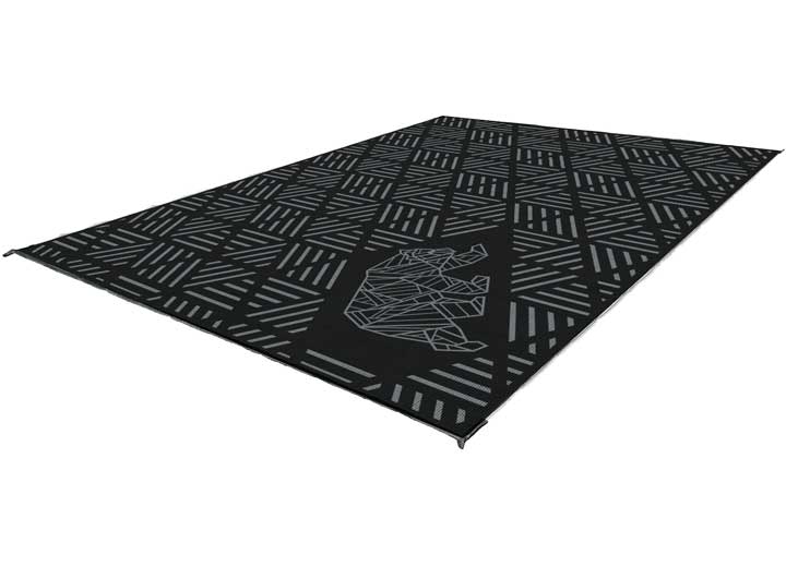 KUMA Outdoor Gear Reversible Outdoor Mat – 12’ x 9’, Striped Peaks, Black/Grey