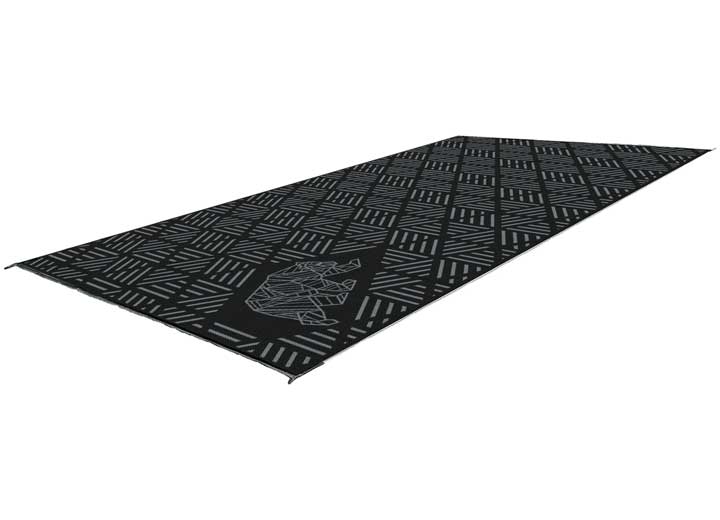 KUMA Outdoor Gear Reversible Outdoor Mat – 18’ x 9’, Striped Peaks, Black/Grey