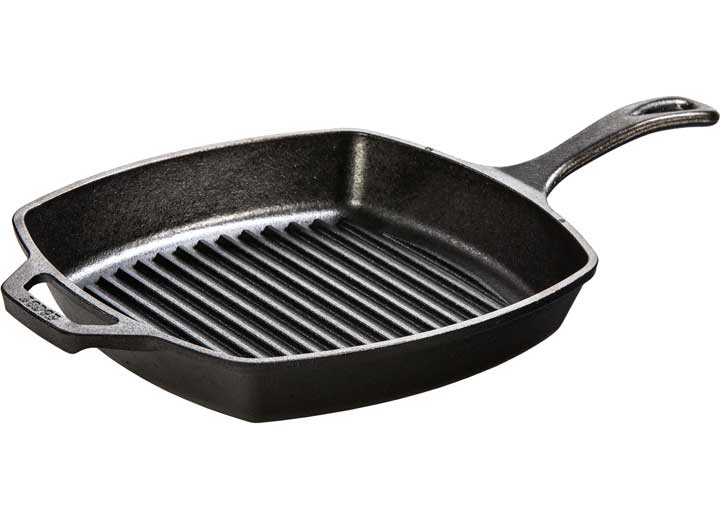 Lodge 10.5 Inch Seasoned Cast Iron Square Grill Pan