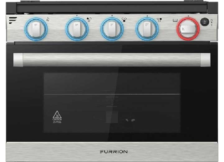 Lippert FURRION 17IN 3-BURNER ALL GLASS GAS RANGE - LED KNOB - BG WITH SILVER HANDLE
