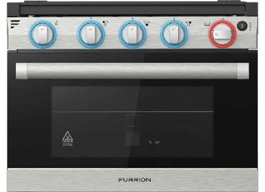 Lippert FURRION 17IN 3-BURNER ALL GLASS GAS RANGE - LED KNOB - BG WITH SILVER HANDLE