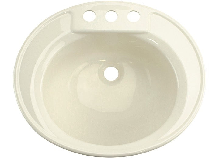 Lippert 14IN X 17IN OVAL LAVATORY SINK; 3 FAUCET HOLES - PARCHMENT