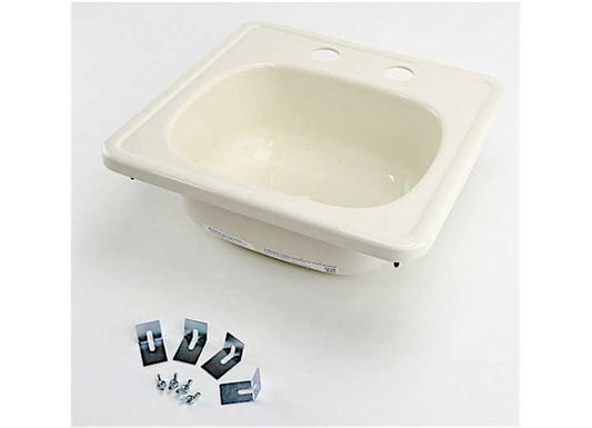 Lippert 15IN X 15IN SQUARE SINK; 2 FAUCET HOLES - PARCHMENT