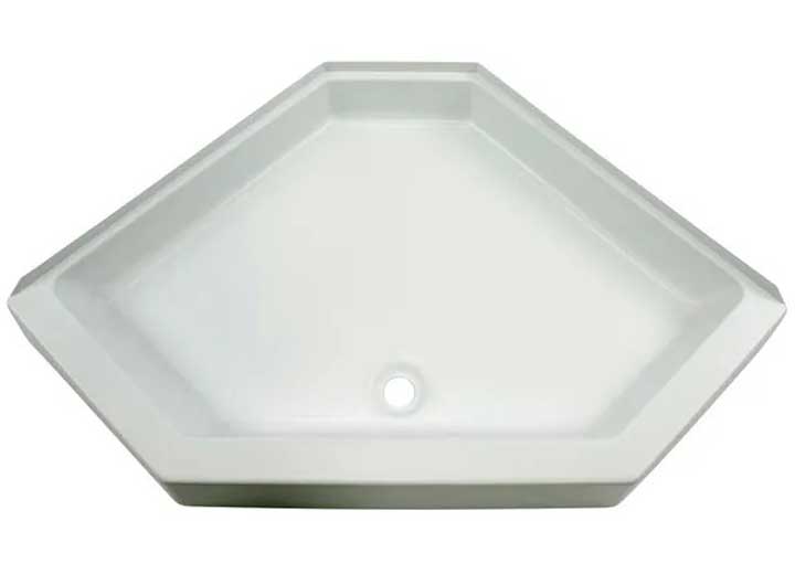 Lippert 34IN X 34IN NEO ANGLE SHOWER PAN; CENTER DRAIN; 5IN APRON - WHITE