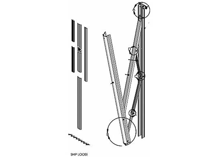 Lippert 69IN STANDARD FLAT AWNING SUPPORT ARM ASSEMBLY, WHITE