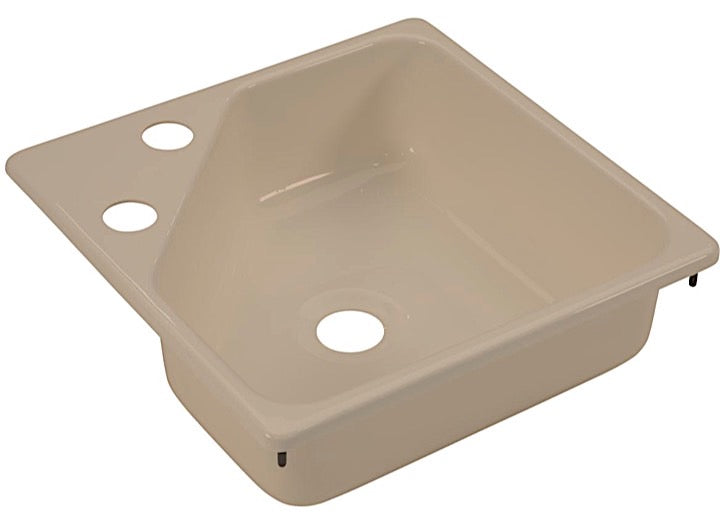 Lippert 15IN X 15IN CORNER BAR SINK; 2 FAUCET HOLES - PARCHMENT