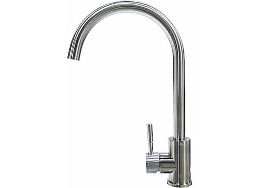 Lippert STAINLESS STEEL CURVED GOOSENECK FAUCET; SINGLE HOLE