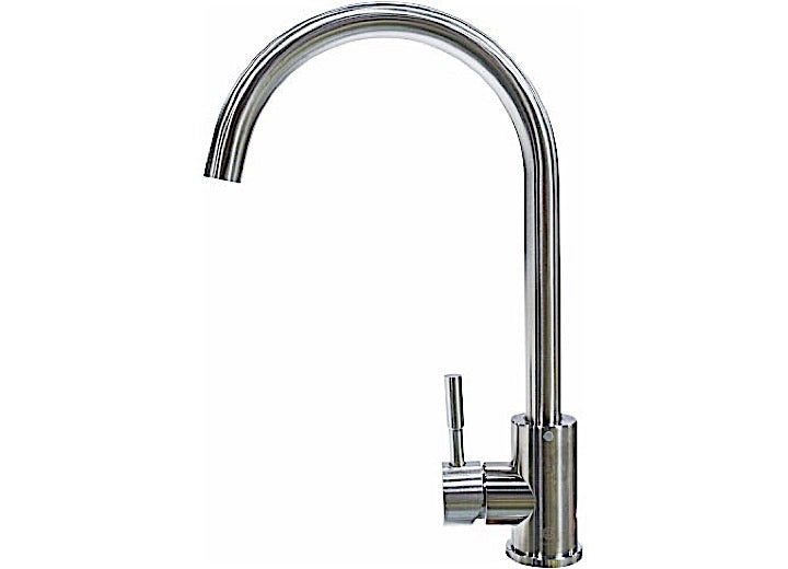 Lippert STAINLESS STEEL CURVED GOOSENECK FAUCET; SINGLE HOLE (RETAIL BOX)