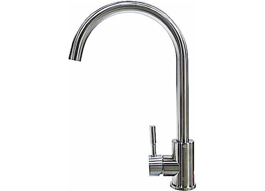 Lippert STAINLESS STEEL CURVED GOOSENECK FAUCET; SINGLE HOLE (RETAIL BOX)
