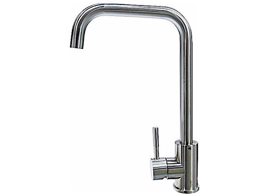 Lippert STAINLESS STEEL SQUARE GOOSENECK FAUCET; SINGLE HOLE (RETAIL BOX)