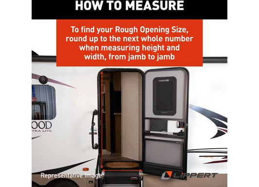 Lippert RV Entry Door - Radius, Right Hand Orientation, 26"W x 72"H, Polar White w/White Window Frame