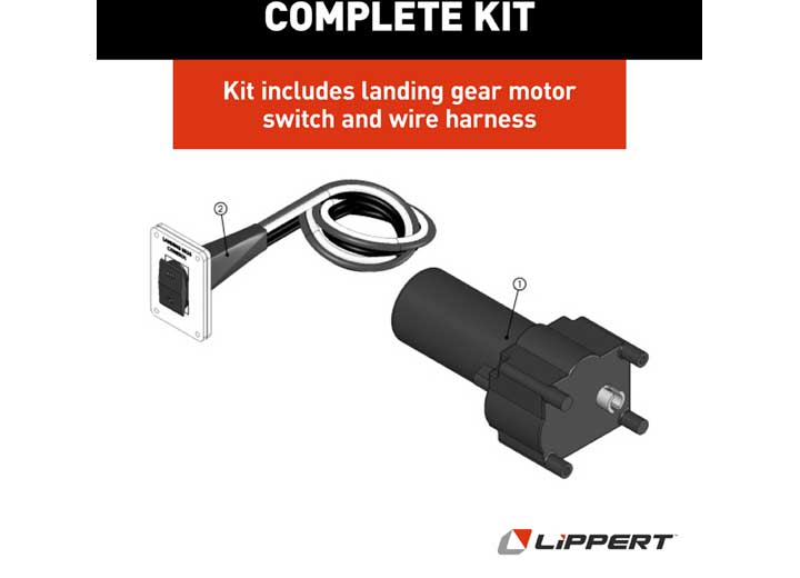 Lippert STANDARD LANDING GEAR MOTOR & IP RATED SWITCH AND HARNESS