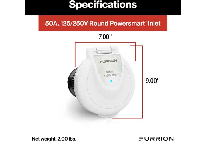Lippert FURRION POWERSMART INLET - 50A, 125/250V, WHITE