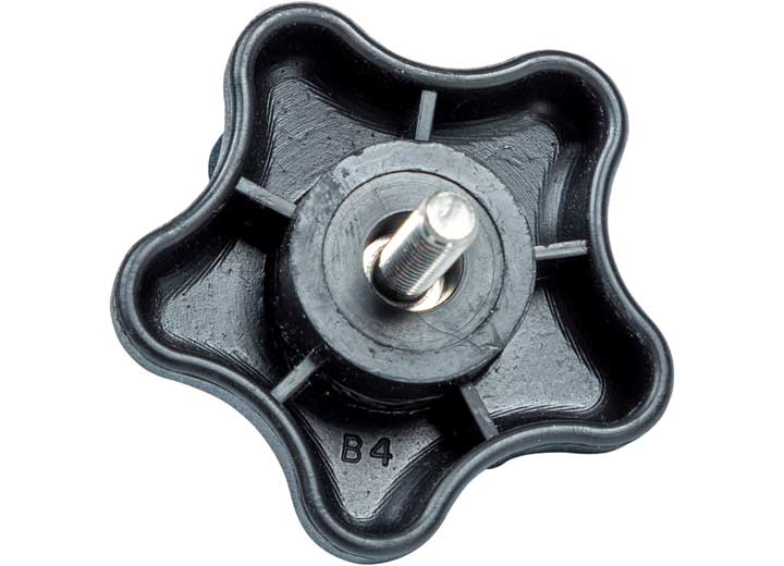 Lippert KNOB, 5 LOBE 2.25 IN OD X 1/4-20 X .750 STUD SST, KNOB BLK