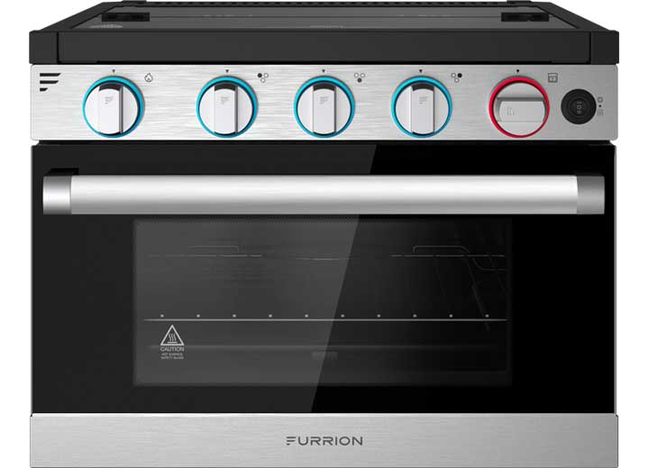 Lippert FURRION 21IN 3-BURNER ALL GLASS GAS RANGE - LED KNOB - STAINLESS STEEL GLASS FIN