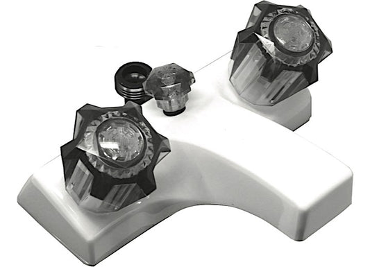 LaSalle Bristol Utopia 4" Lavatory Faucet w/Shower Hose Connection - White w/Smoked Handles