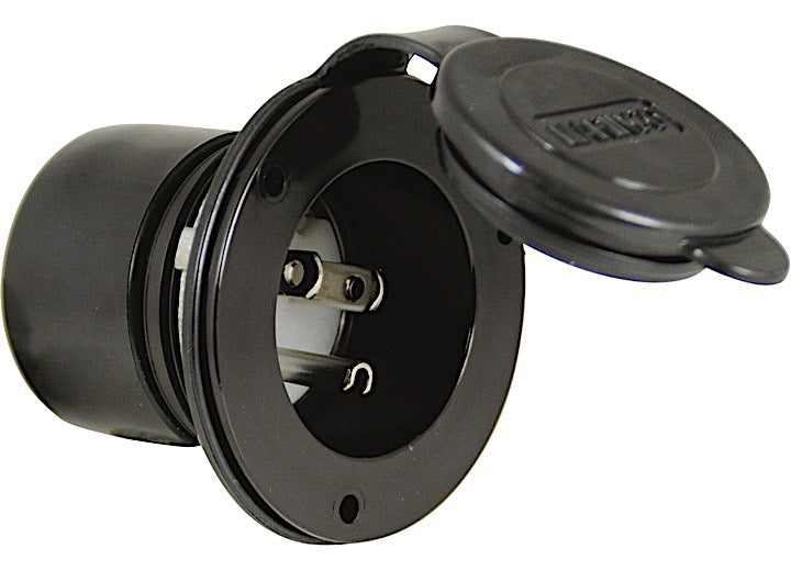 Park Power 15A 125V STRAIGHT BLADE POWER INLET BLACK