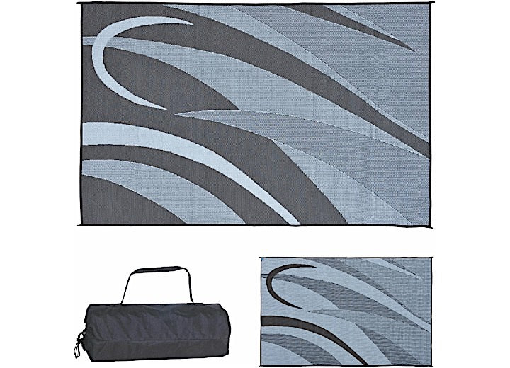 MG Innovative Ming’s Mark Stylish Camping 8 ft. x 12 ft. Graphic Mat - Black/Silver