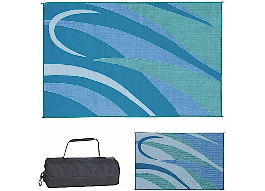 MG Innovative Ming’s Mark Stylish Camping 8 ft. x 12 ft. Graphic Mat - Blue/Green