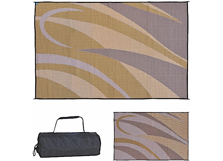 MG Innovative Ming’s Mark Stylish Camping 8 ft. x 12 ft. Graphic Mat - Brown/Gold