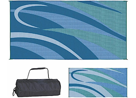 MG Innovative Ming’s Mark Stylish Camping 8 ft. x 16 ft. Graphic Mat - Blue/Green