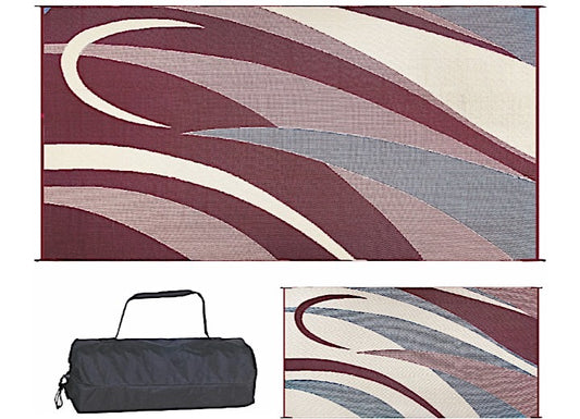 MG Innovative Ming’s Mark Stylish Camping 8 ft. x 16 ft. Graphic Mat - Burgundy/Black