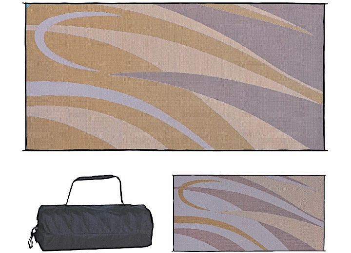 MG Innovative Ming’s Mark Stylish Camping 8 ft. x 16 ft. Graphic Mat - Brown/Gold