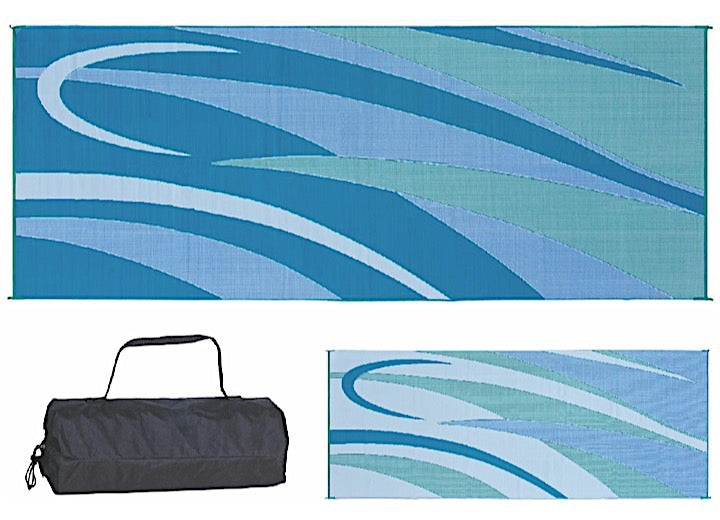 MG Innovative Ming’s Mark Stylish Camping 8 ft. x 20 ft. Graphic Mat - Blue/Green