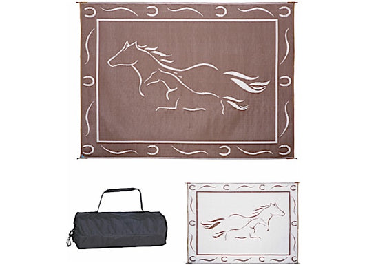 MG Innovative Ming’s Mark Stylish Camping 8 ft. x 11 ft. Galloping Horses - Brown/White