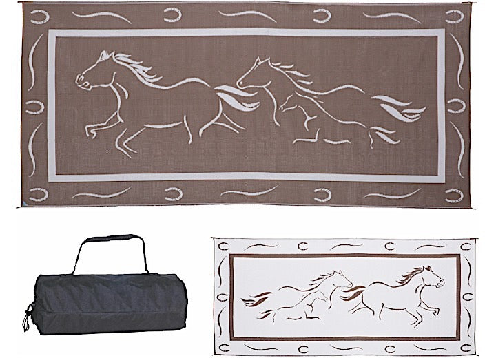 MG Innovative Ming’s Mark Stylish Camping 8 ft. x 18 ft. Galloping Horses - Brown/White