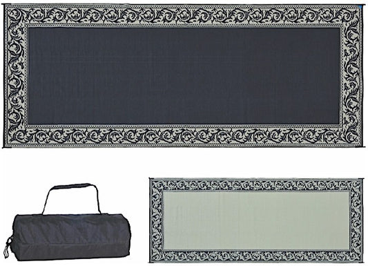 MG Innovative Ming’s Mark Stylish Camping 8 ft. x 20 ft. Classical Mat - Black/Beige