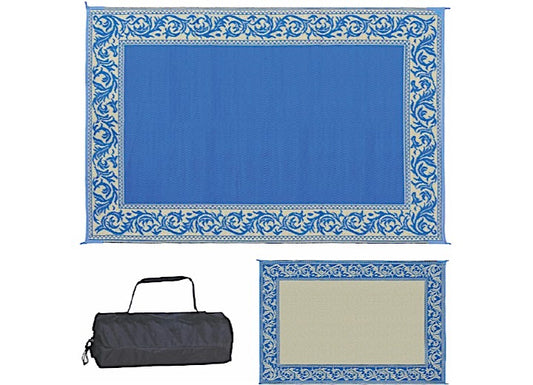 MG Innovative Ming’s Mark Stylish Camping 6 ft. x 9 ft. Classical Mat - Blue/Beige