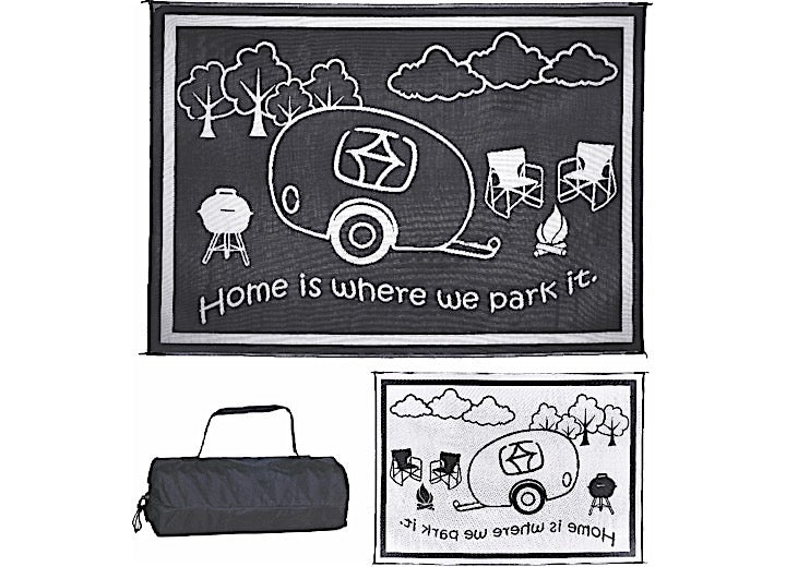 MG Innovative Ming’s Mark Stylish Camping 8 ft. x 11 ft. RV Home Mat - Black/White