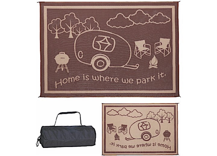 MG Innovative Ming’s Mark Stylish Camping 8 ft. x 11 ft. RV Home Mat - Brown/Beige