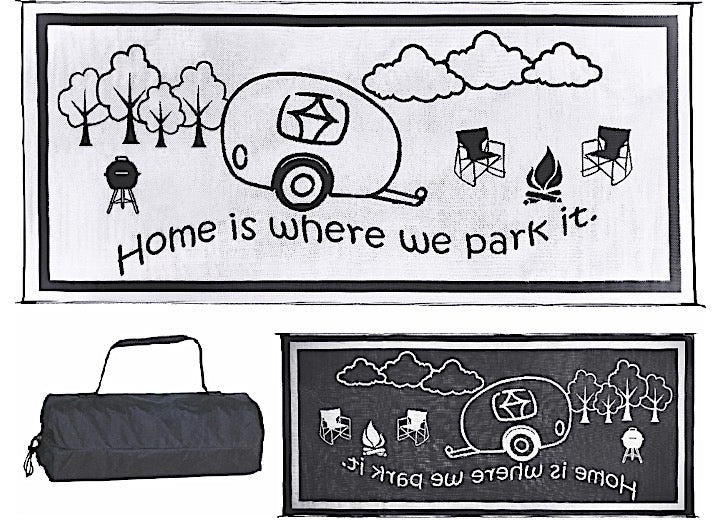 MG Innovative Ming’s Mark Stylish Camping 8 ft. x 18 ft. RV Home Mat - Black/White