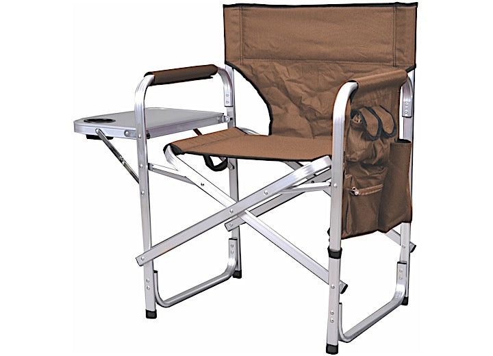 MG Innovative Ming’s Mark Stylish Camping Director Chair with Side Table - Brown