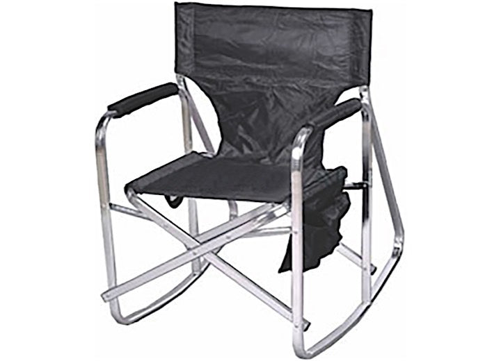 MG Innovative Ming’s Mark Stylish Camping Folding Rocking Director Chair with Side Pockets - Black