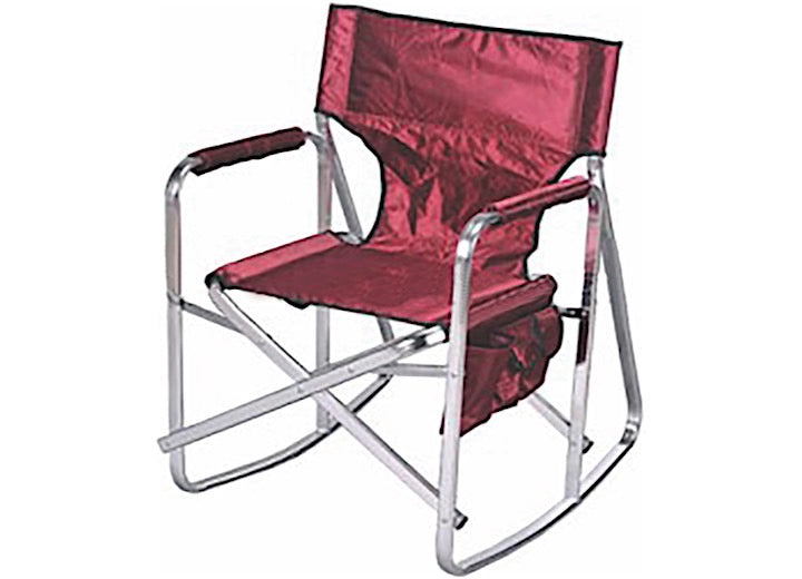 MG Innovative Ming’s Mark Stylish Camping Folding Rocking Director Chair with Side Pockets - Burgundy