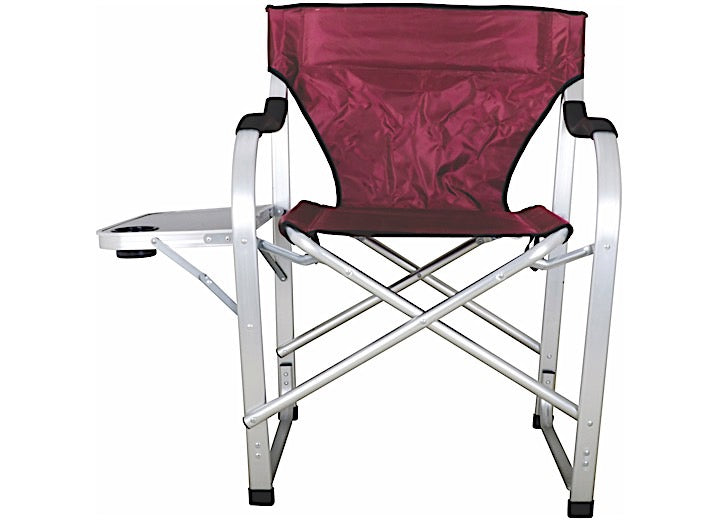MG Innovative Ming’s Mark Stylish Camping Heavy-Duty Director Chair with Side Table - Burgundy