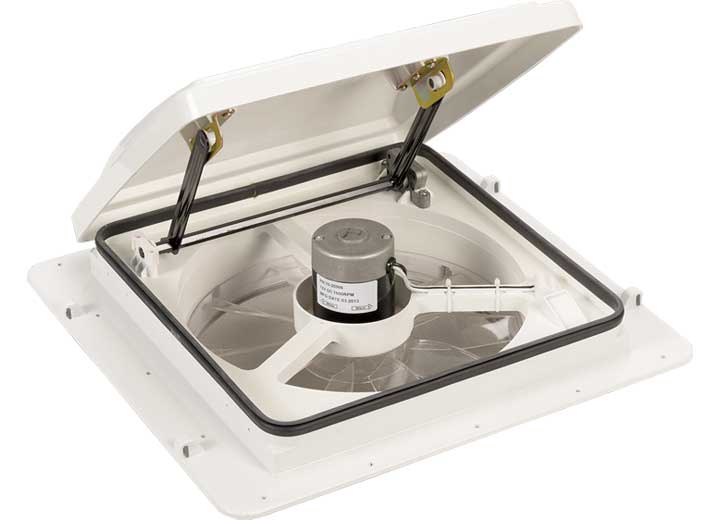 Airxcel-Maxx Air MAXXFAN PLUS ROOF VENT W/ 12V FAN AND THERMOSTAT - MANUAL LIFT - 4 SPEED - WHITE