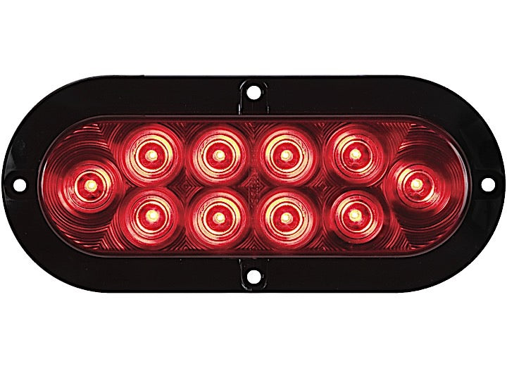 Optronics 10-LED 6IN OVAL SURFACE FLANGE MOUNT STOP/TURN/TAIL LIGHT; HARD WIRED