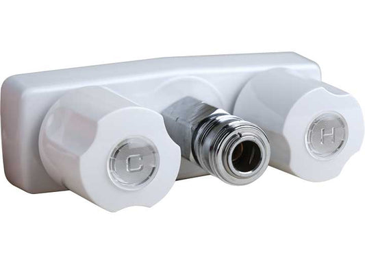 Valterra Products LLC FAUCET W/ QUICK CONNECT, 3-3/8IN, 2 KNOB, PLASTIC, WHITE