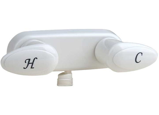 Valterra Products LLC SHOWER VALVE W/ VAC BRKR, 4IN, 2 LEVER, 1/4 TURN, PLASTIC, WHITE